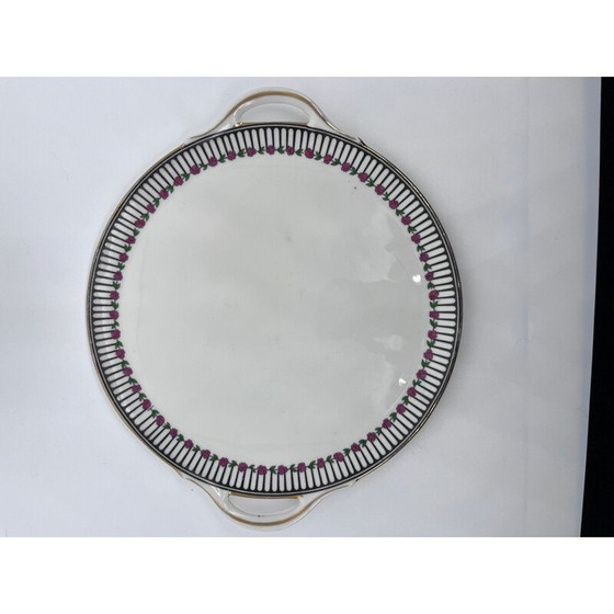 Image 1 of Ensemble de 8 assiettes art déco vintage avec un plat par Chabrol et Poirier, 1920