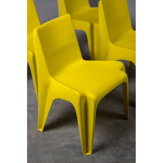 Image 1 of Ensemble de 4 chaises jaunes vintage par Helmut Bätzner pour Bofinger, 1964