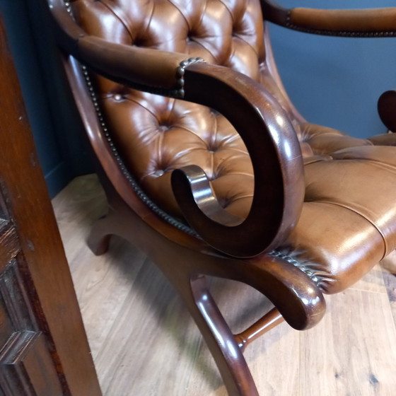 Image 1 of Fauteuil Chesterfield cuir de vachette