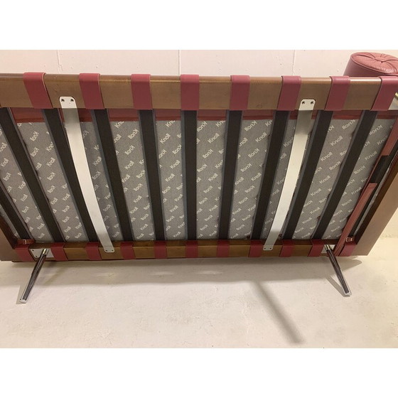 Image 1 of Lit de jour en cuir bordeaux Barcelona vintage par Ludwig Mies van der Rohe pour Knoll, 1990
