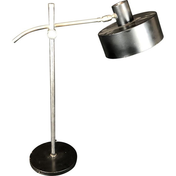 Image 1 of Lampe de table vintage en métal et laiton nickelé, Italie 1950