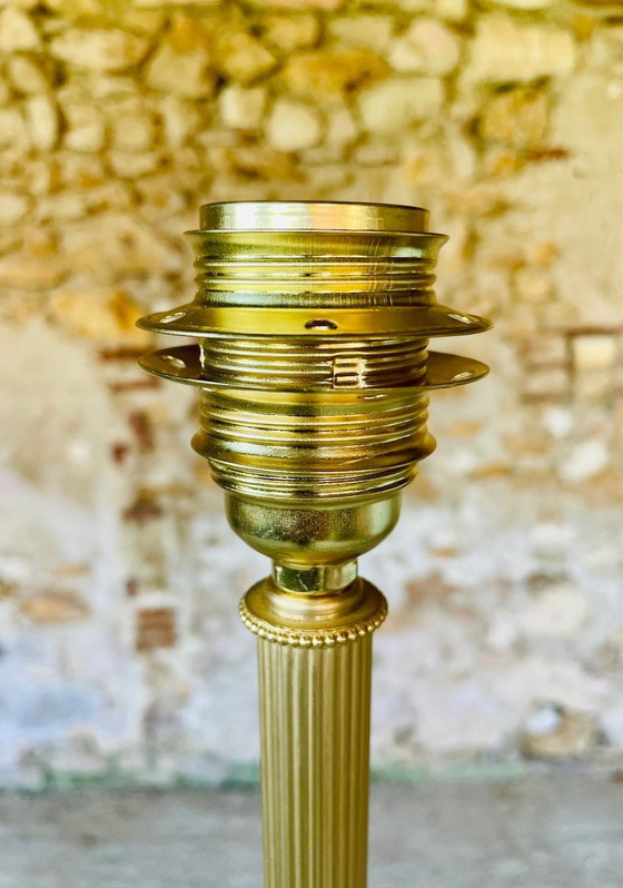 Image 1 of Vintage, Lampadaire avec décor en laiton doré, 1960S