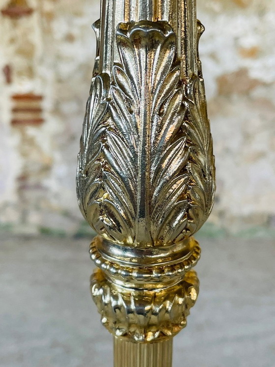 Image 1 of Vintage, Lampadaire avec décor en laiton doré, 1960S