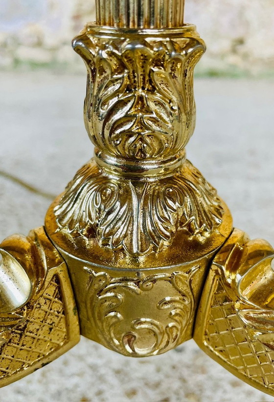 Image 1 of Vintage, Lampadaire avec décor en laiton doré, 1960S