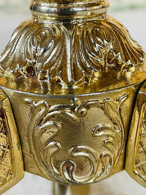 Image 1 of Vintage, Lampadaire avec décor en laiton doré, 1960S