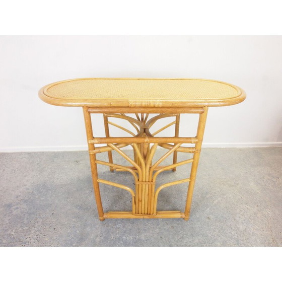 Image 1 of Petite salle à manger vintage en rotin boho 1970