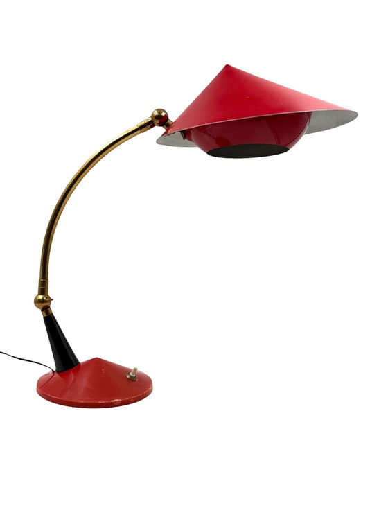 Image 1 of Lampe de bureau rouge du Mid Century, Stilux Milan Italie 1960 ca.