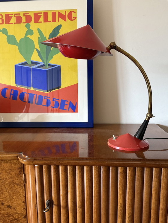 Image 1 of Lampe de bureau rouge du Mid Century, Stilux Milan Italie 1960 ca.