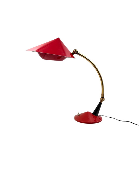Image 1 of Lampe de bureau rouge du Mid Century, Stilux Milan Italie 1960 ca.