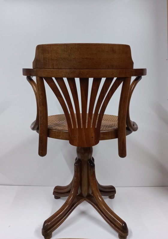 Image 1 of Siège de bureau à sangles style Thonet en bois courbé / hauteur réglable