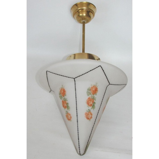 Image 1 of Lampe suspendue vintage en laiton Art Déco, 1920