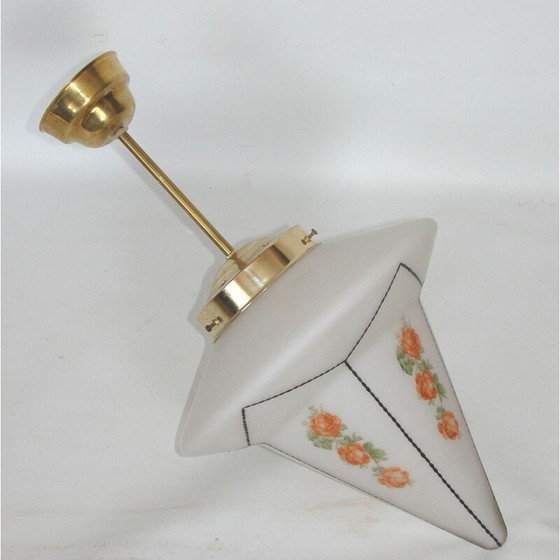 Image 1 of Lampe suspendue vintage en laiton Art Déco, 1920