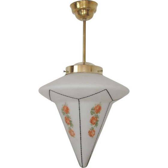 Image 1 of Lampe suspendue vintage en laiton Art Déco, 1920