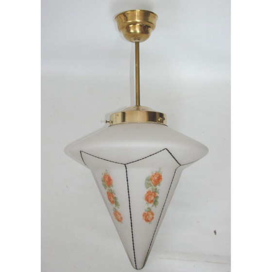 Image 1 of Lampe suspendue vintage en laiton Art Déco, 1920