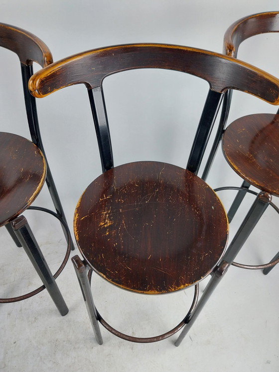 Image 1 of 4 X Tabouret de Bar Spahn 1970's en belle patine