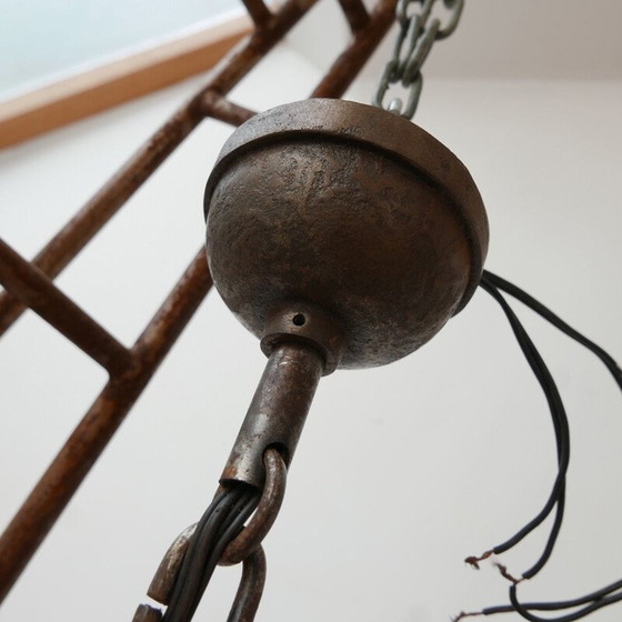 Image 1 of Lustre en cuir vintage, France 1950