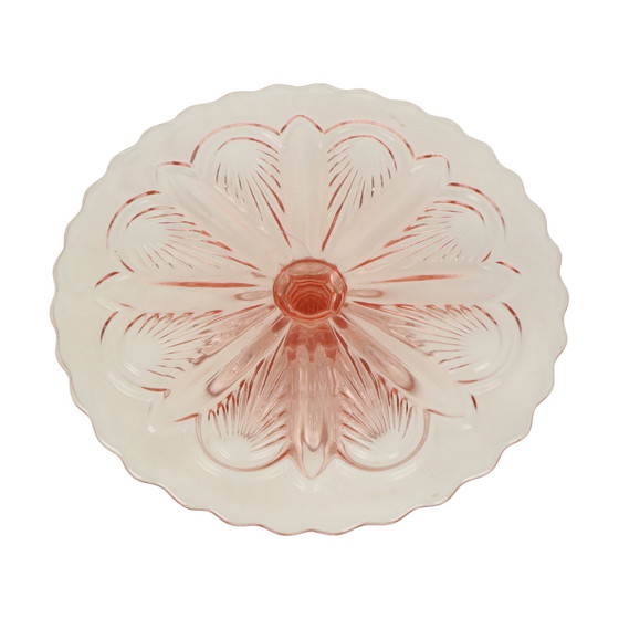 Image 1 of Plat à gâteau Art déco rose