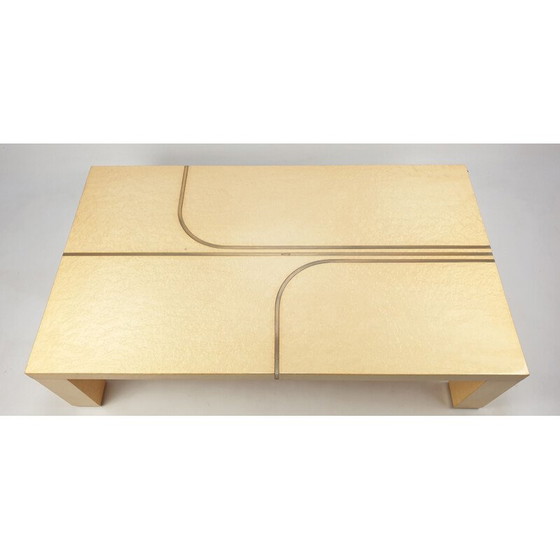 Image 1 of Table basse vintage en laiton et laqué par Alain Delon pour Jansen, 1970