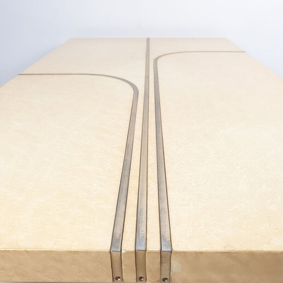 Image 1 of Table basse vintage en laiton et laqué par Alain Delon pour Jansen, 1970