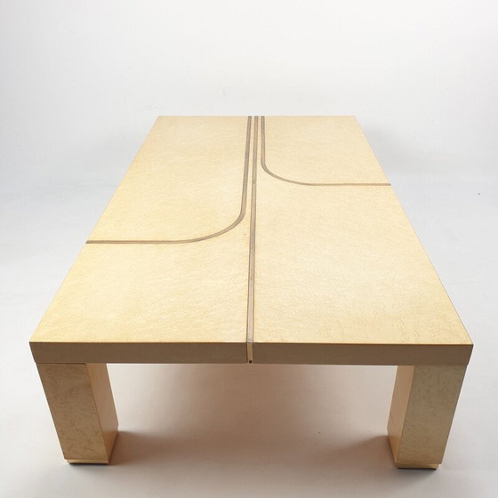 Image 1 of Table basse vintage en laiton et laqué par Alain Delon pour Jansen, 1970