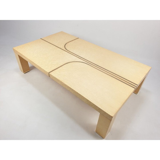 Image 1 of Table basse vintage en laiton et laqué par Alain Delon pour Jansen, 1970
