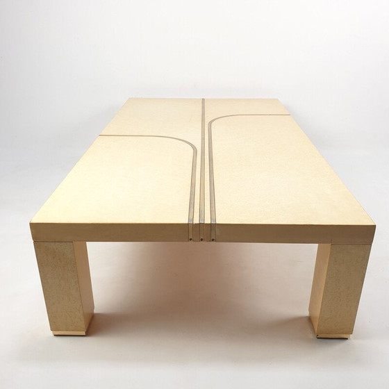 Image 1 of Table basse vintage en laiton et laqué par Alain Delon pour Jansen, 1970
