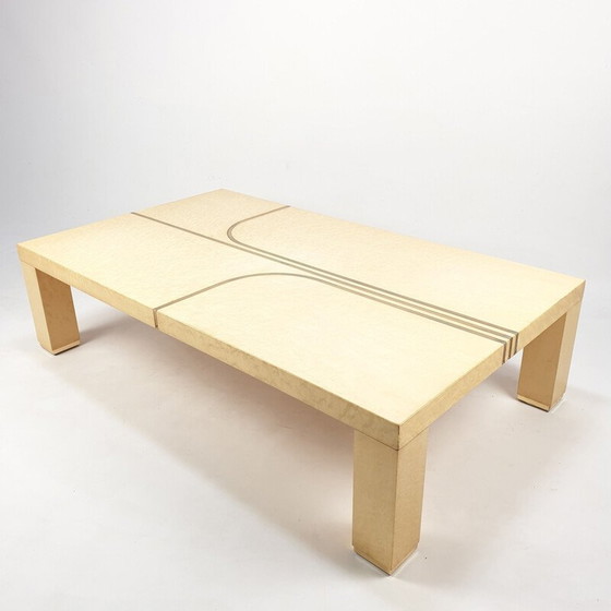 Image 1 of Table basse vintage en laiton et laqué par Alain Delon pour Jansen, 1970