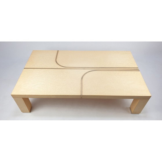 Image 1 of Table basse vintage en laiton et laqué par Alain Delon pour Jansen, 1970