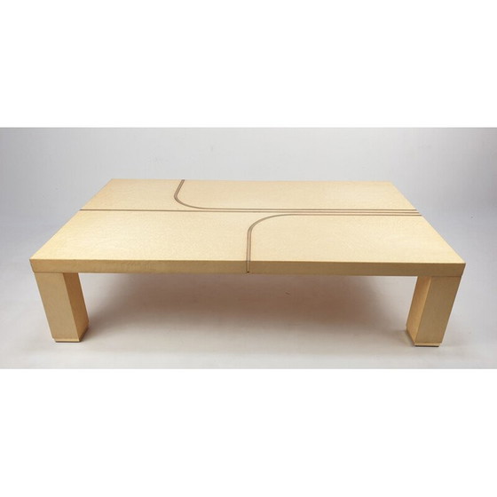 Image 1 of Table basse vintage en laiton et laqué par Alain Delon pour Jansen, 1970