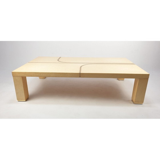 Image 1 of Table basse vintage en laiton et laqué par Alain Delon pour Jansen, 1970