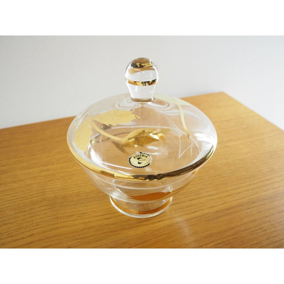 Image 1 of Sucrier vintage en verre par Bohemia Crystal, Tchécoslovaquie 1950