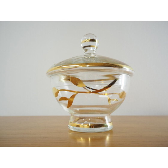 Image 1 of Sucrier vintage en verre par Bohemia Crystal, Tchécoslovaquie 1950