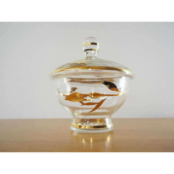 Image 1 of Sucrier vintage en verre par Bohemia Crystal, Tchécoslovaquie 1950