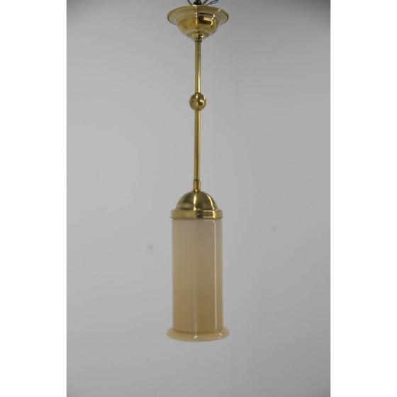 Image 1 of Lampe suspendue Art Déco en laiton et verre, années 1930