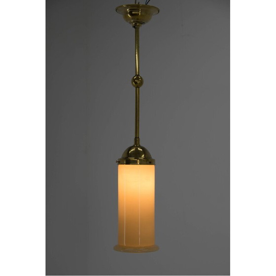 Image 1 of Lampe suspendue Art Déco en laiton et verre, années 1930