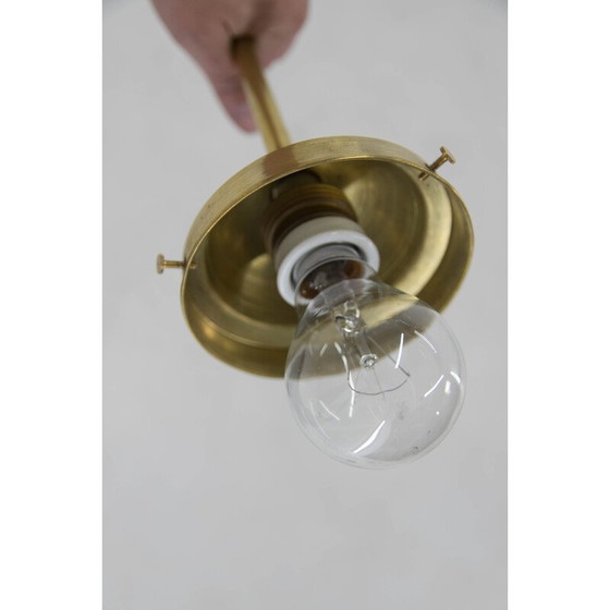 Image 1 of Lampe suspendue Art Déco en laiton et verre, années 1930