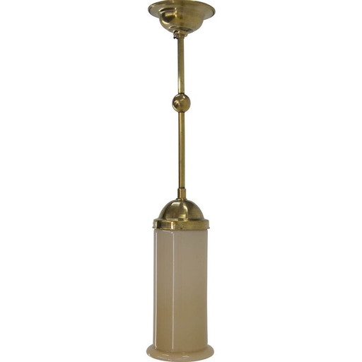 Lampe suspendue Art Déco en laiton et verre, années 1930