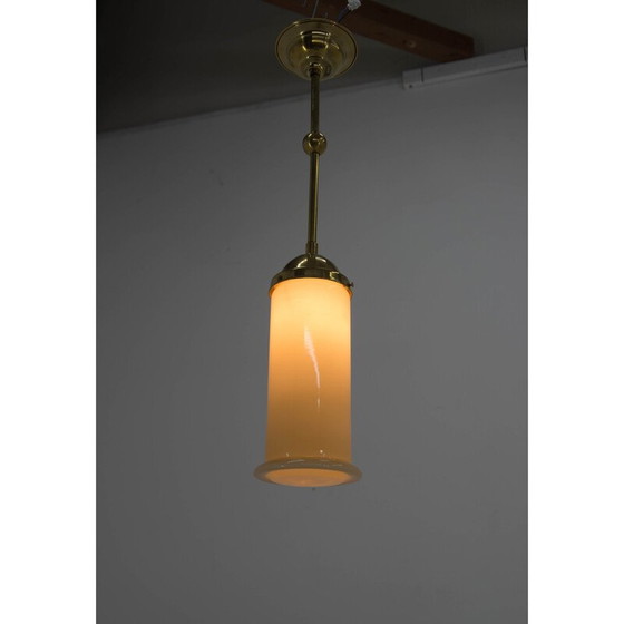 Image 1 of Lampe suspendue Art Déco en laiton et verre, années 1930