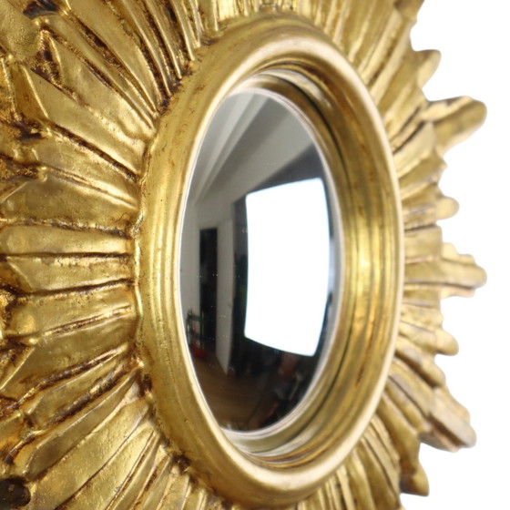 Image 1 of Golden Sunburst Mirror Miroir solaire en bois