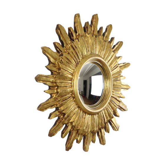 Image 1 of Golden Sunburst Mirror Miroir solaire en bois