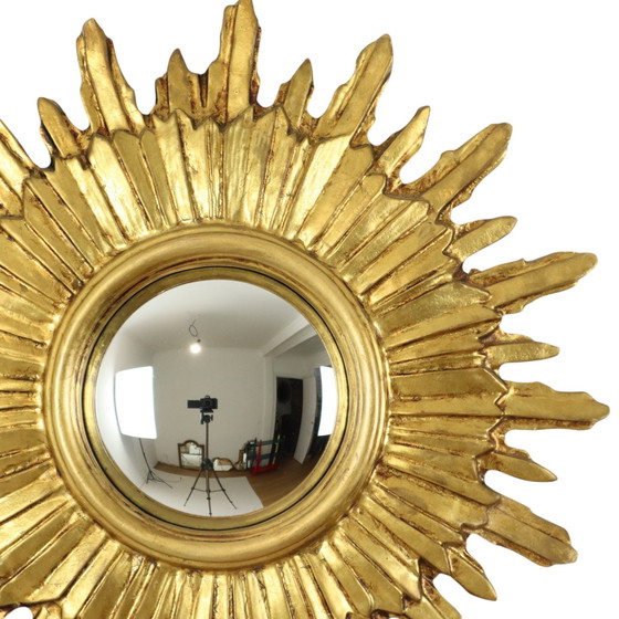 Image 1 of Golden Sunburst Mirror Miroir solaire en bois