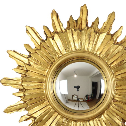 Golden Sunburst Mirror Miroir solaire en bois