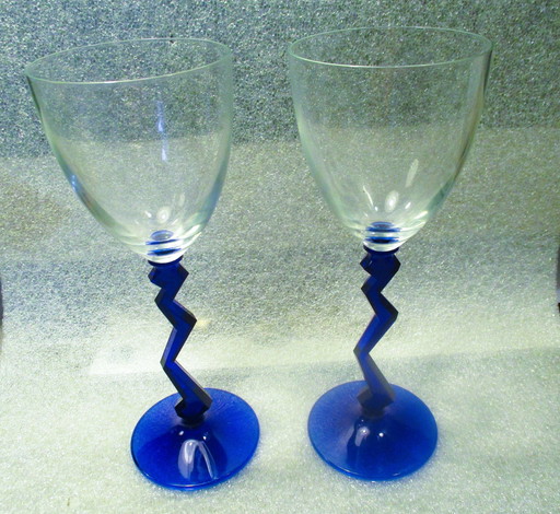 Paire de 2 verres en zigzag de Schott Zwiesel Allemagne, années 1990