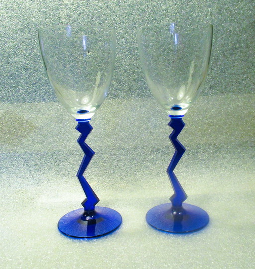 Paire de 2 verres en zigzag de Schott Zwiesel Allemagne, années 1990