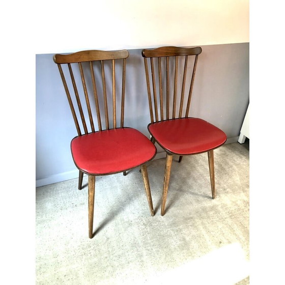 Image 1 of Fauteuil menuet vintage Baumann en simili cuir rouge