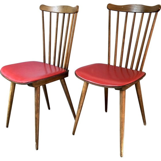 Image 1 of Fauteuil menuet vintage Baumann en simili cuir rouge