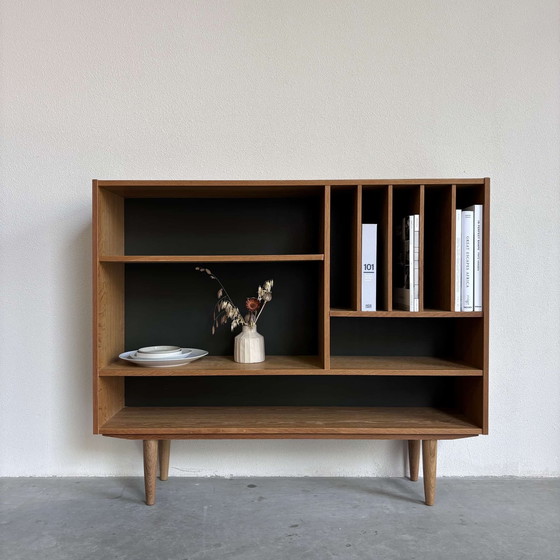 Image 1 of Bibliothèque Vintage Chêne Gris Backwall