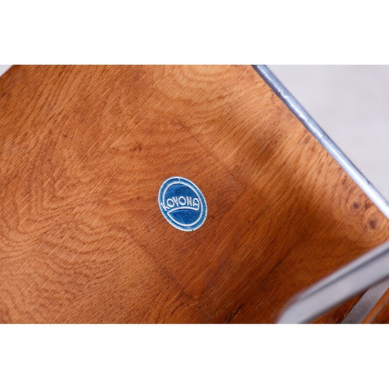 Image 1 of Porte-fleurs vintage en bois de chêne tchèque et chrome par Kovona, années 1930