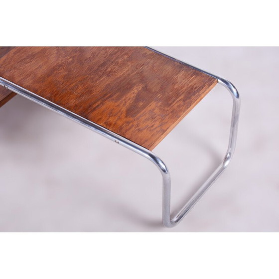 Image 1 of Porte-fleurs vintage en bois de chêne tchèque et chrome par Kovona, années 1930