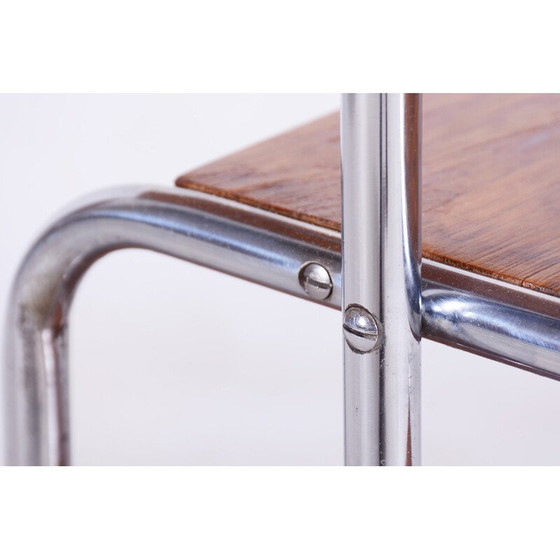 Image 1 of Porte-fleurs vintage en bois de chêne tchèque et chrome par Kovona, années 1930